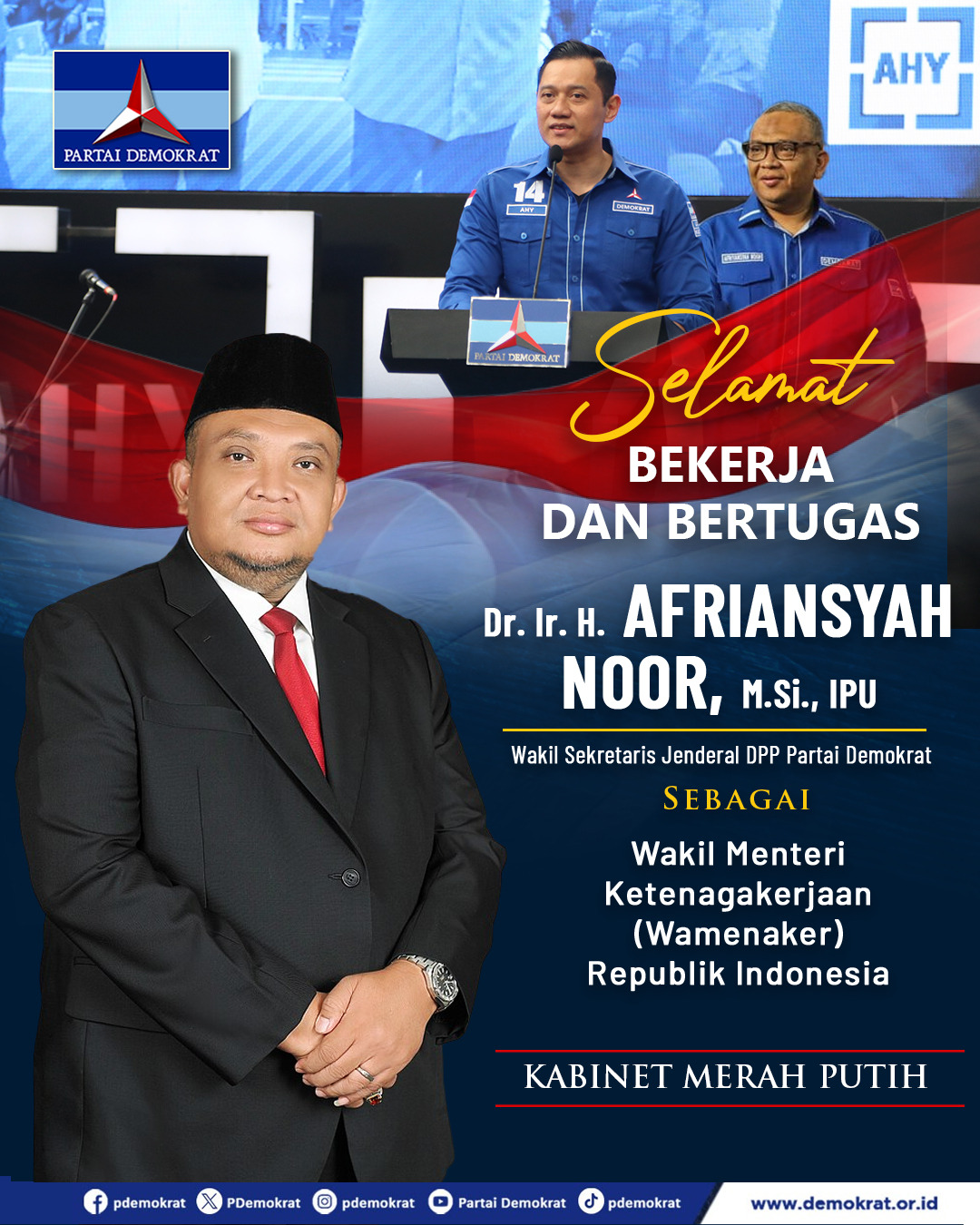 Afriansyah Noor Resmi Menjadi Wakil Menteri Tenaga Kerja, Demokrat: Dukungan Total Kami Untuk Sukseskan Pemerintahan Presiden Prabowo